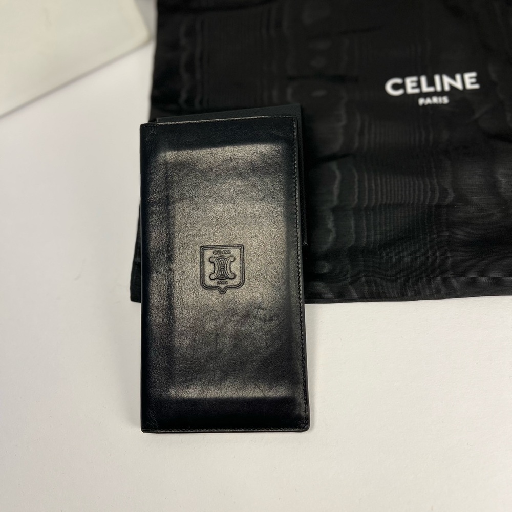 Celine Black Leather Long Wallet